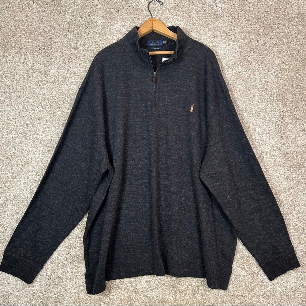 Polo Ralph Lauren Estate Ribbed Men’s 1/4 Zip Gray Pullover Sweater Size 4XL NWT